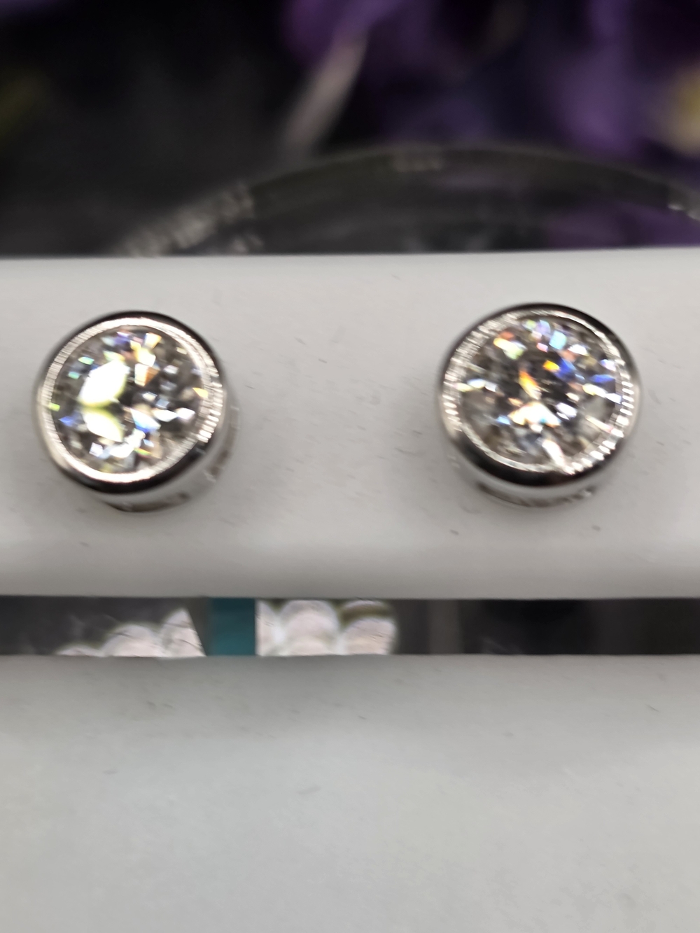 Classic Silver-tone Clear Crystal Stud Earrings